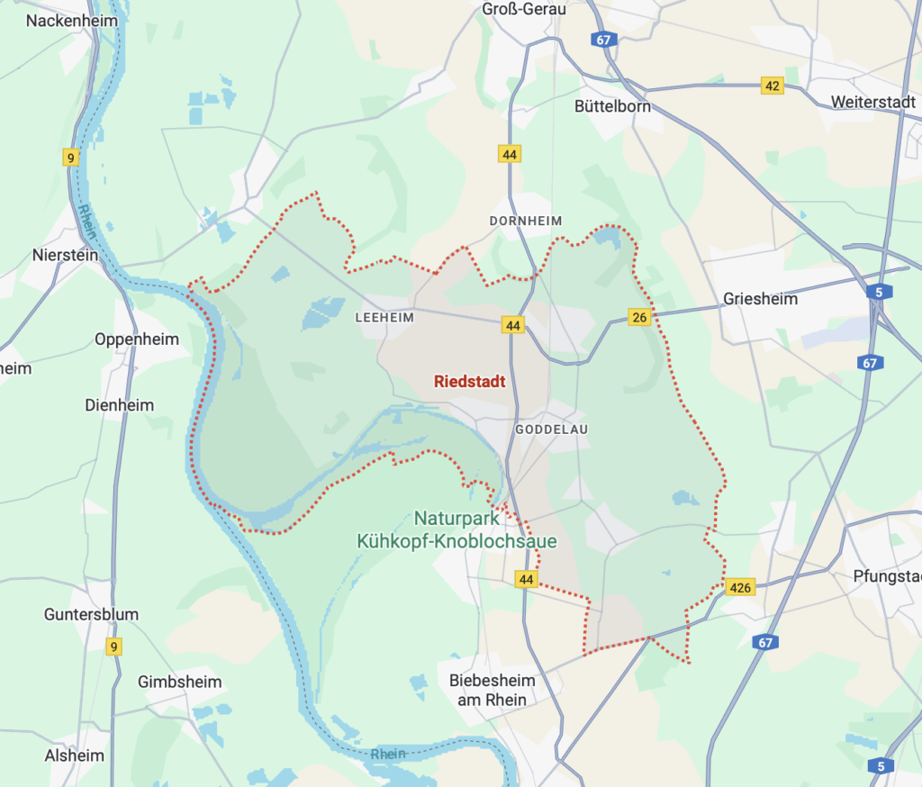 Landkarte die Riedstadt zeigt